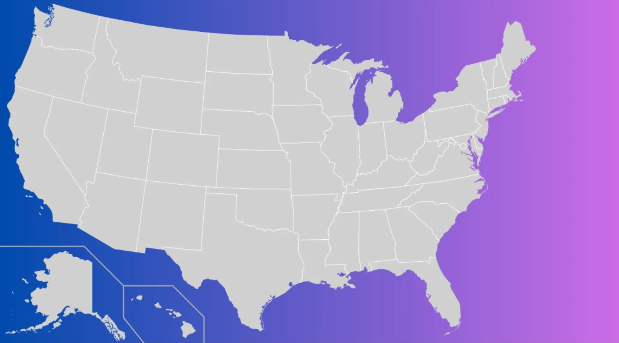 Map of the United States showing state borders, highlighting the concept of the only U.S. state that borders one other state.