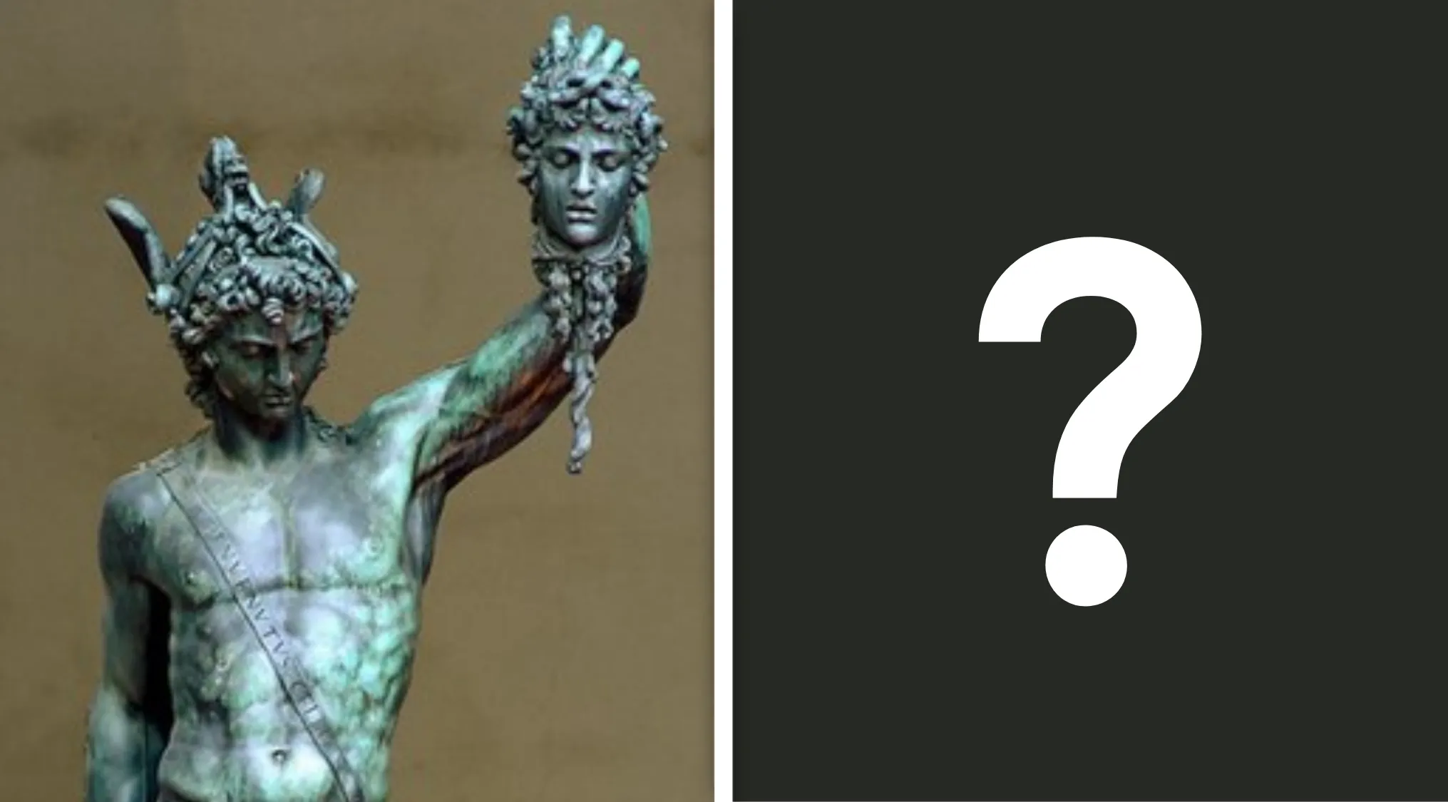 Bronze sculpture of Perseus holding the head of Medusa, a famous Renaissance artist's work in classical style.