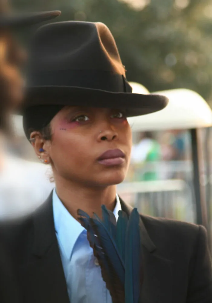 American Singer-Songwriter, Producer, and Actress Erykah Badu, 55