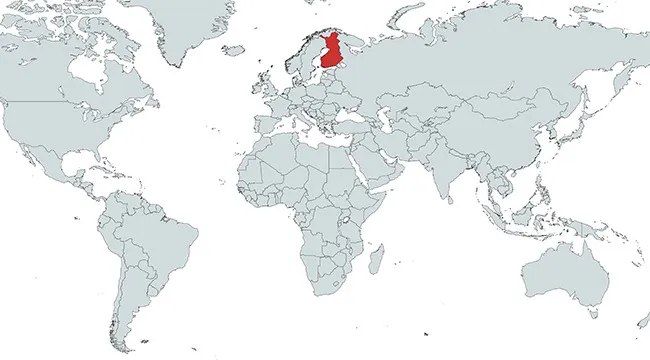 Map highlighting a single European country in red, focusing on which country is marked on the map for geographical reference.