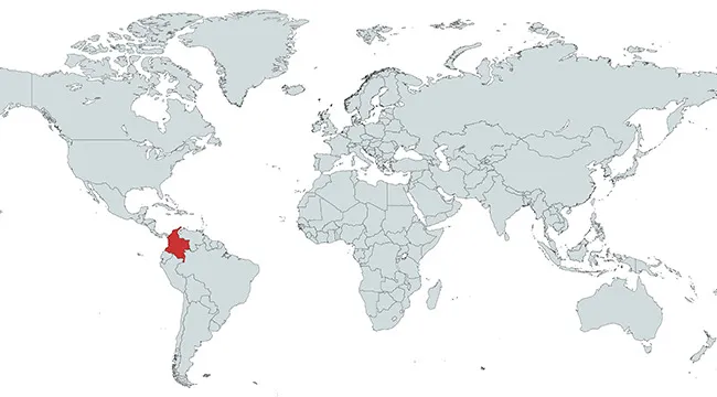 World map with a country marked in red, highlighting which country is marked on the map in Central America.