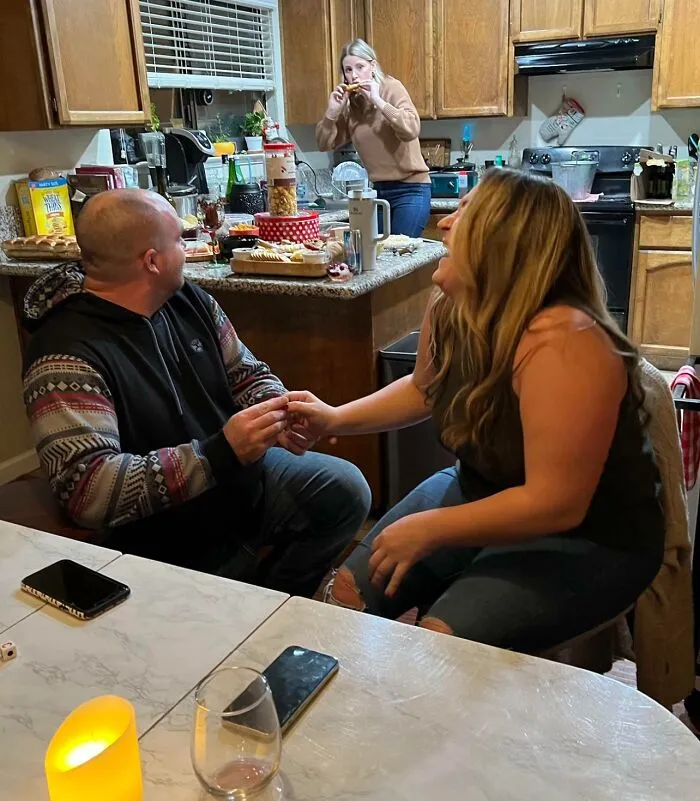 Our Friend Mid-Chicken Wing Realizing I’m Proposing To My Girlfriend Last Night