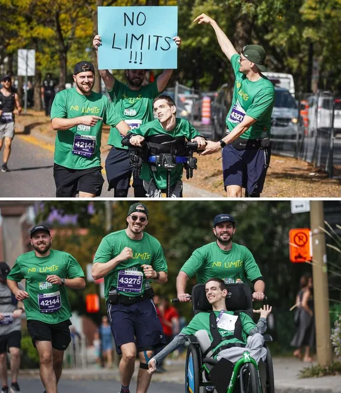 My Friend Brad Took Our Team Across The Marathon Finish Line After We Pushed Him 40km 