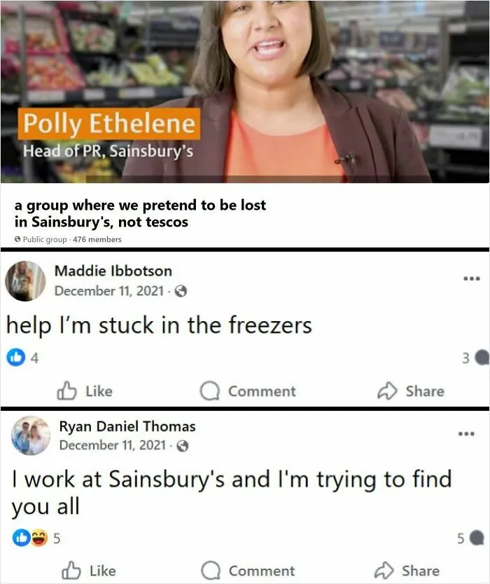 A Group Where We Pretend To Be Lost In Sainsbury's, Not Tescos