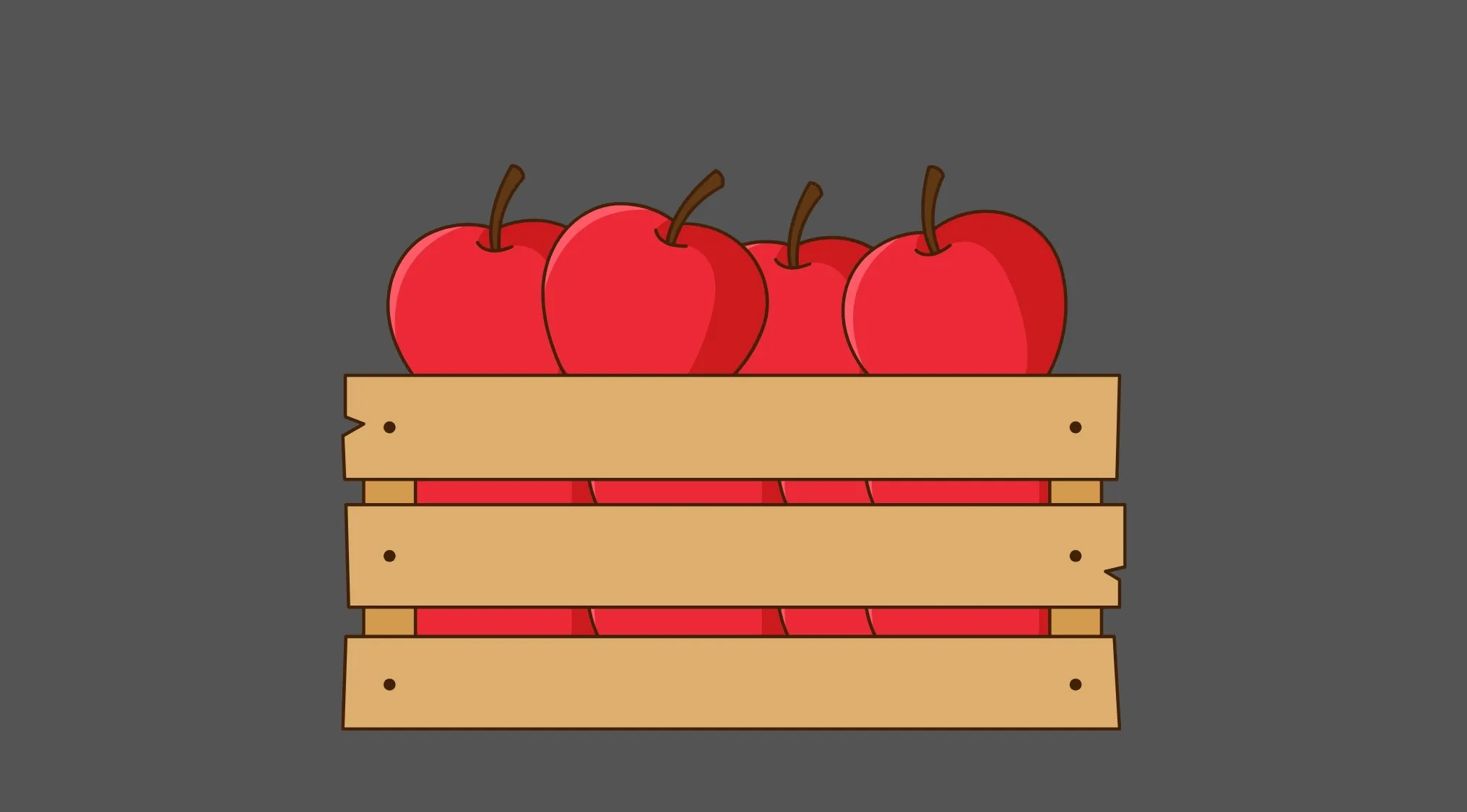 Red apples in a wooden crate representing a math test question about counting apples for 3rd grade students.