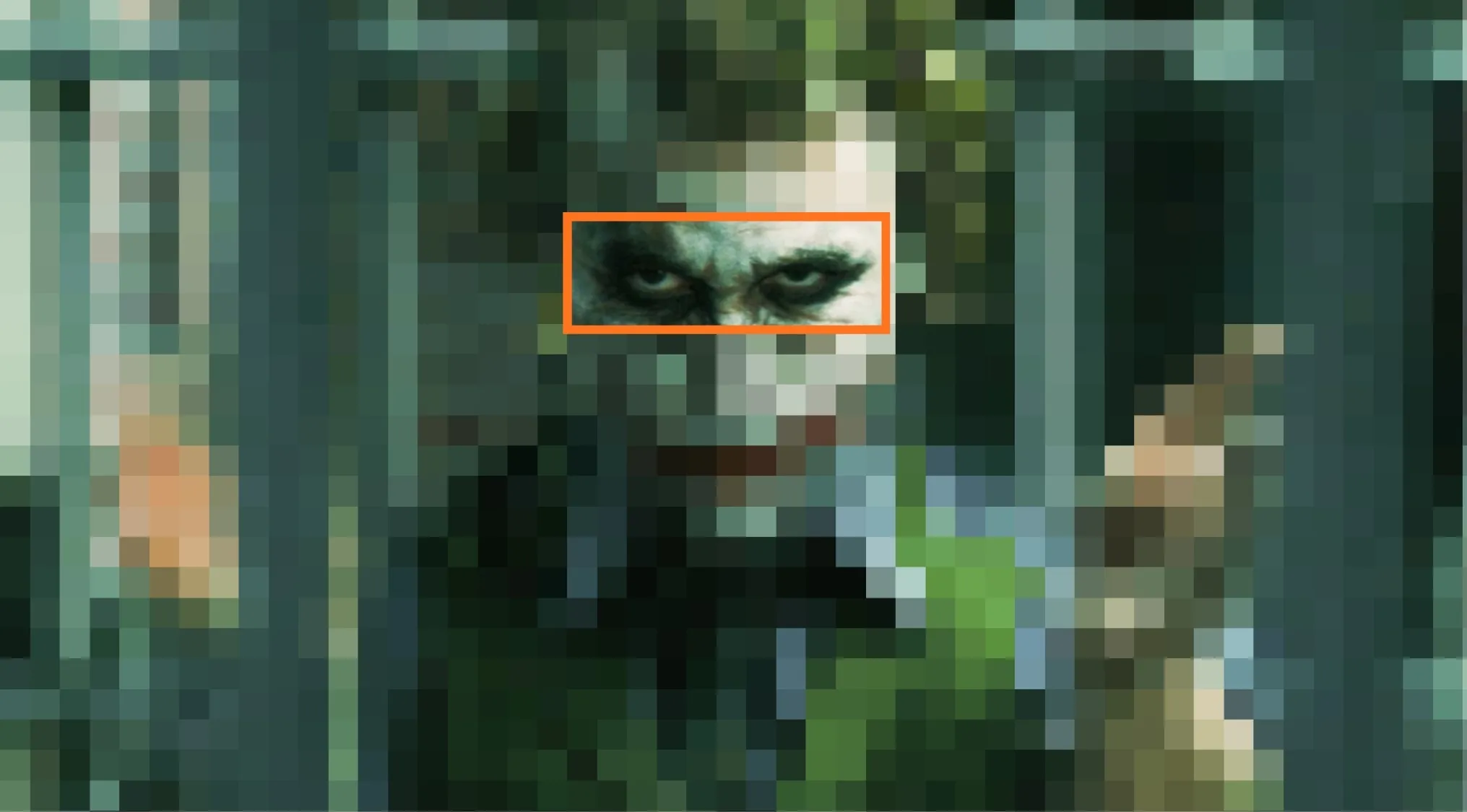 Close-up of a movie character's eyes with intense makeup, challenging viewers to guess the film from the characters' eyes.