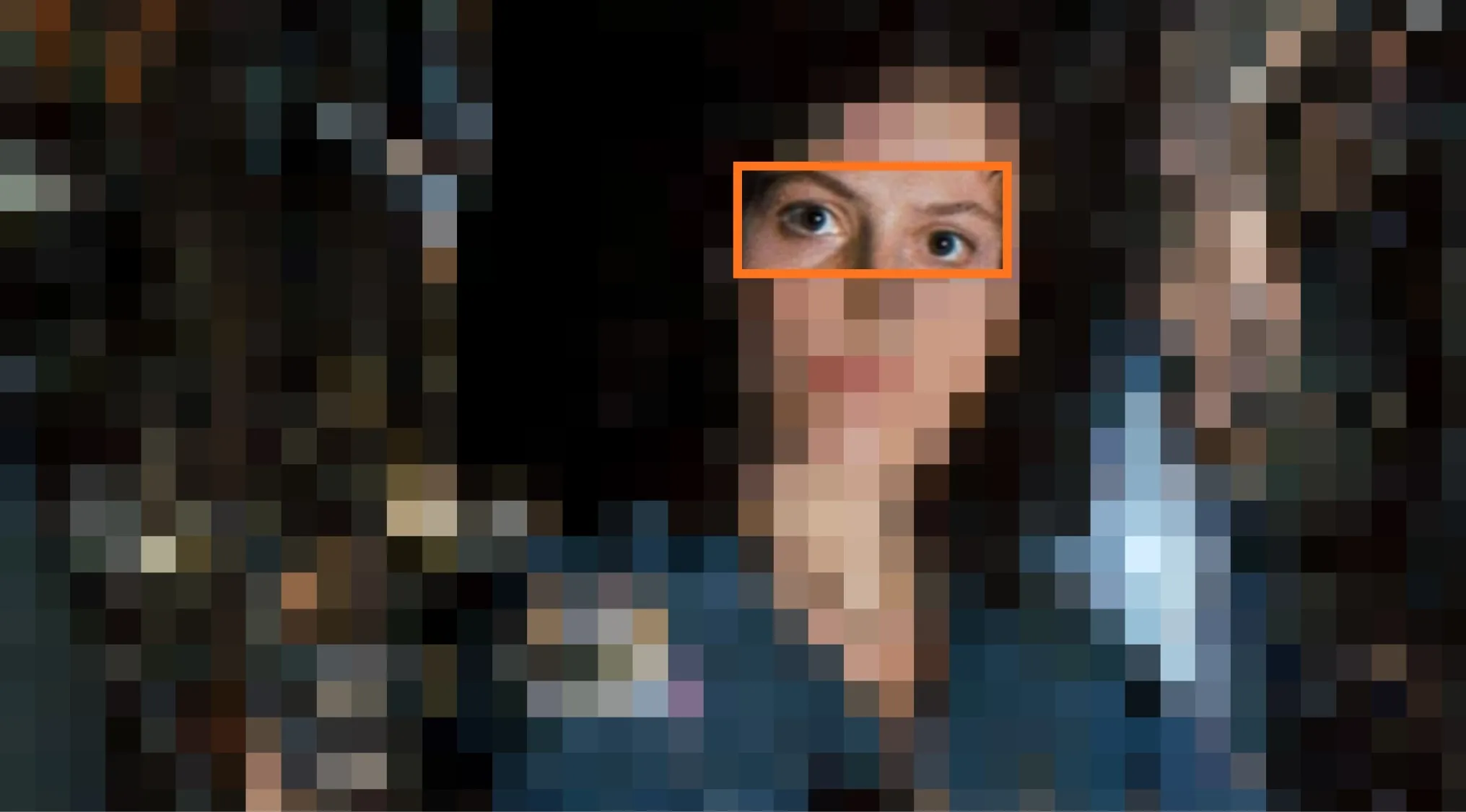 Close-up of a character’s eyes from a film series, focused on guessing the movie from the characters’ eyes.