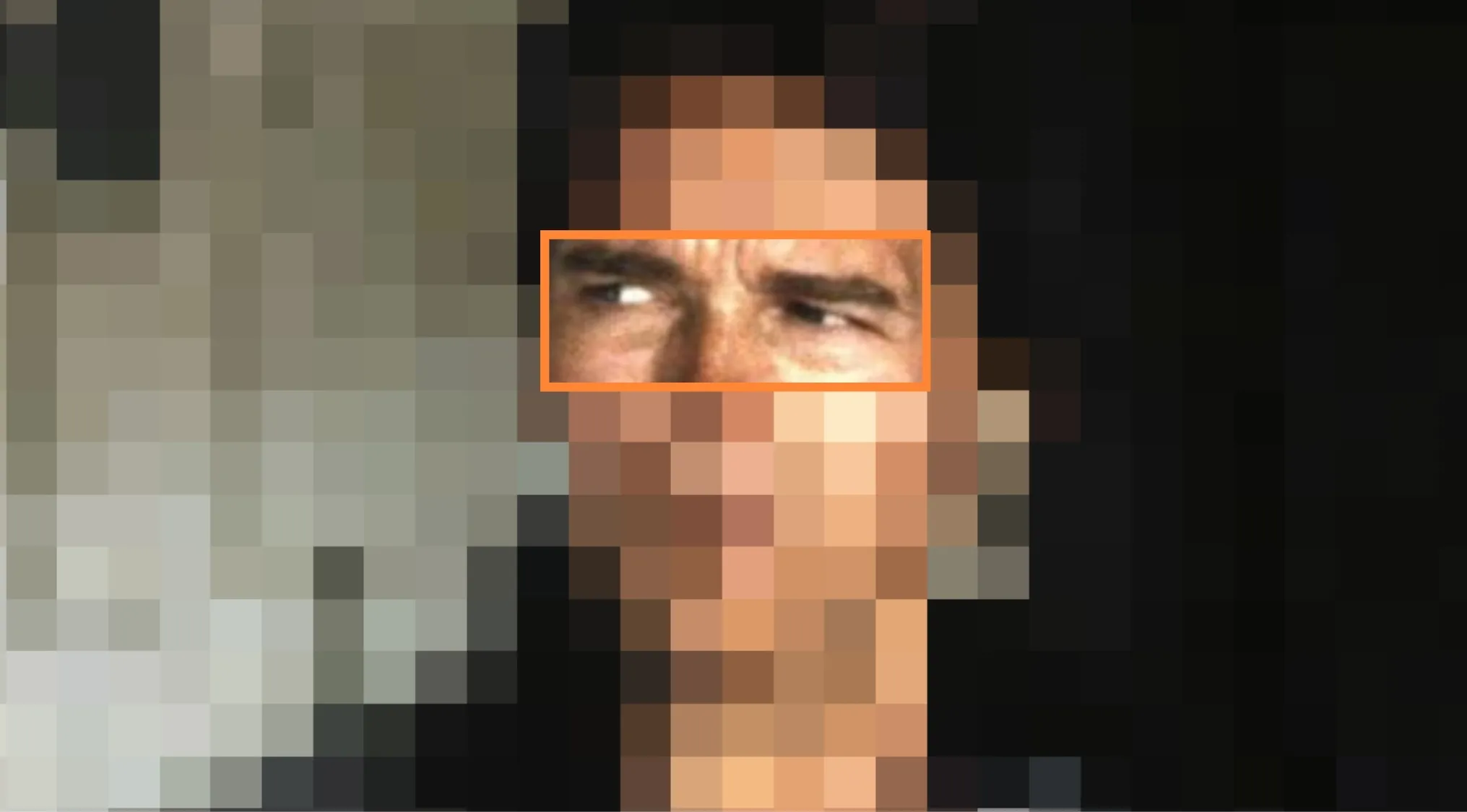 Close-up of a man's eyes, challenging viewers to guess the movie from the characters’ eyes in a popular film scene.