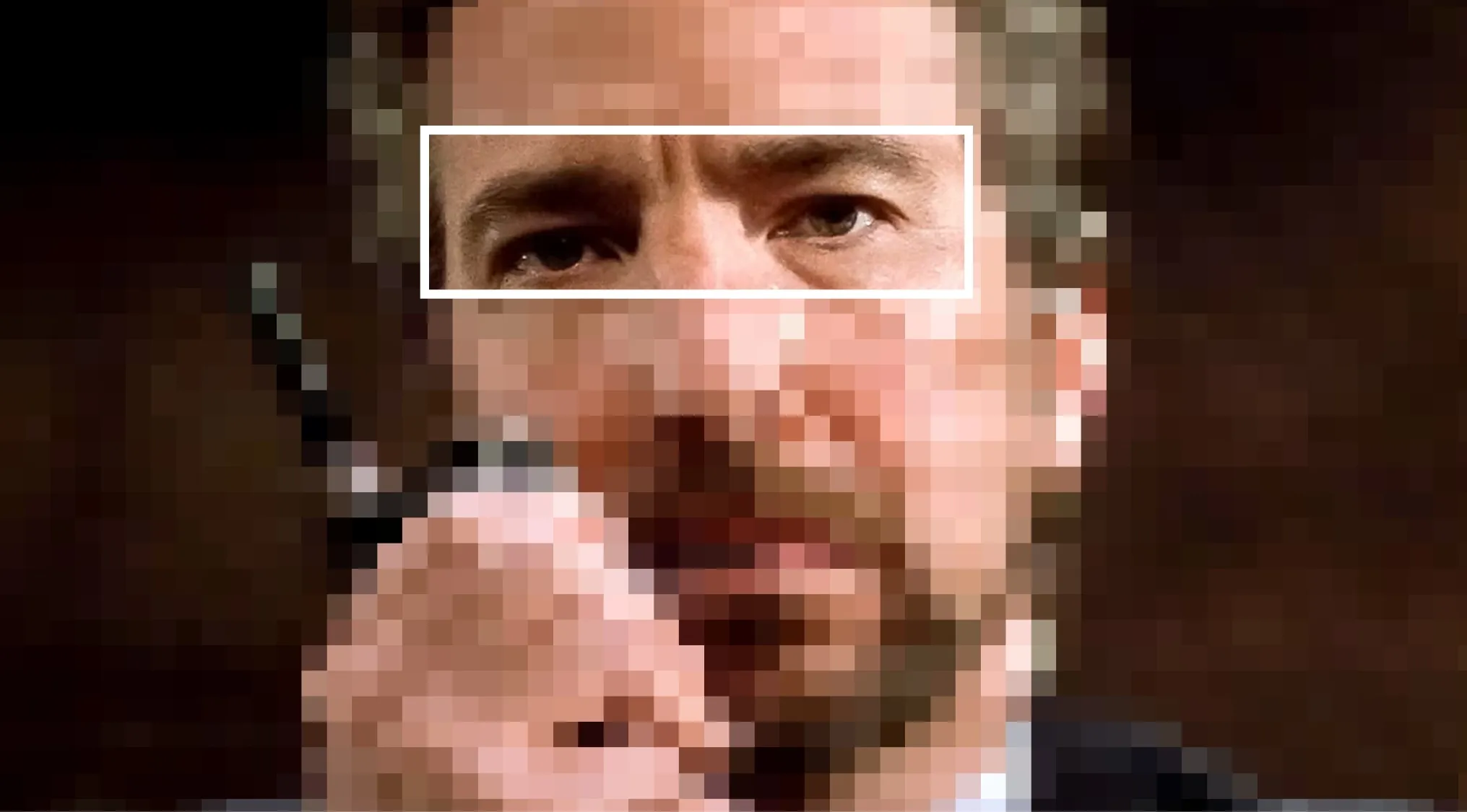 Close-up of a man's eyes holding a walkie-talkie, challenging viewers to guess the movie from the characters' eyes.