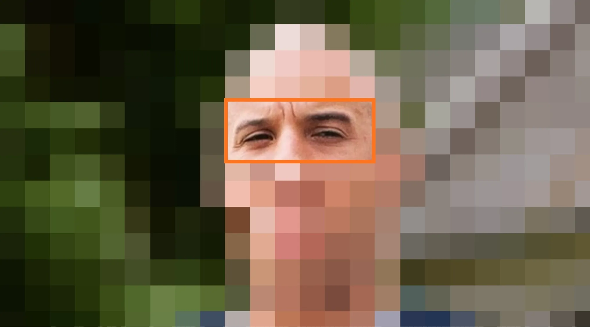 Close-up of male character's eyes, challenging viewers to guess the movie from the characters' eyes quiz.