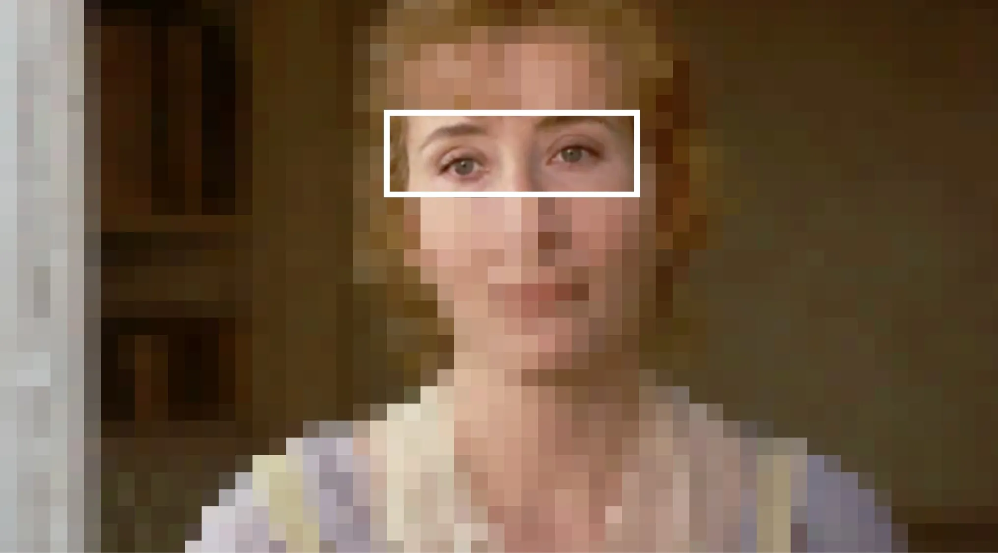 Close-up of a female character’s eyes in a scene, challenging viewers to guess the movie from the characters' eyes.