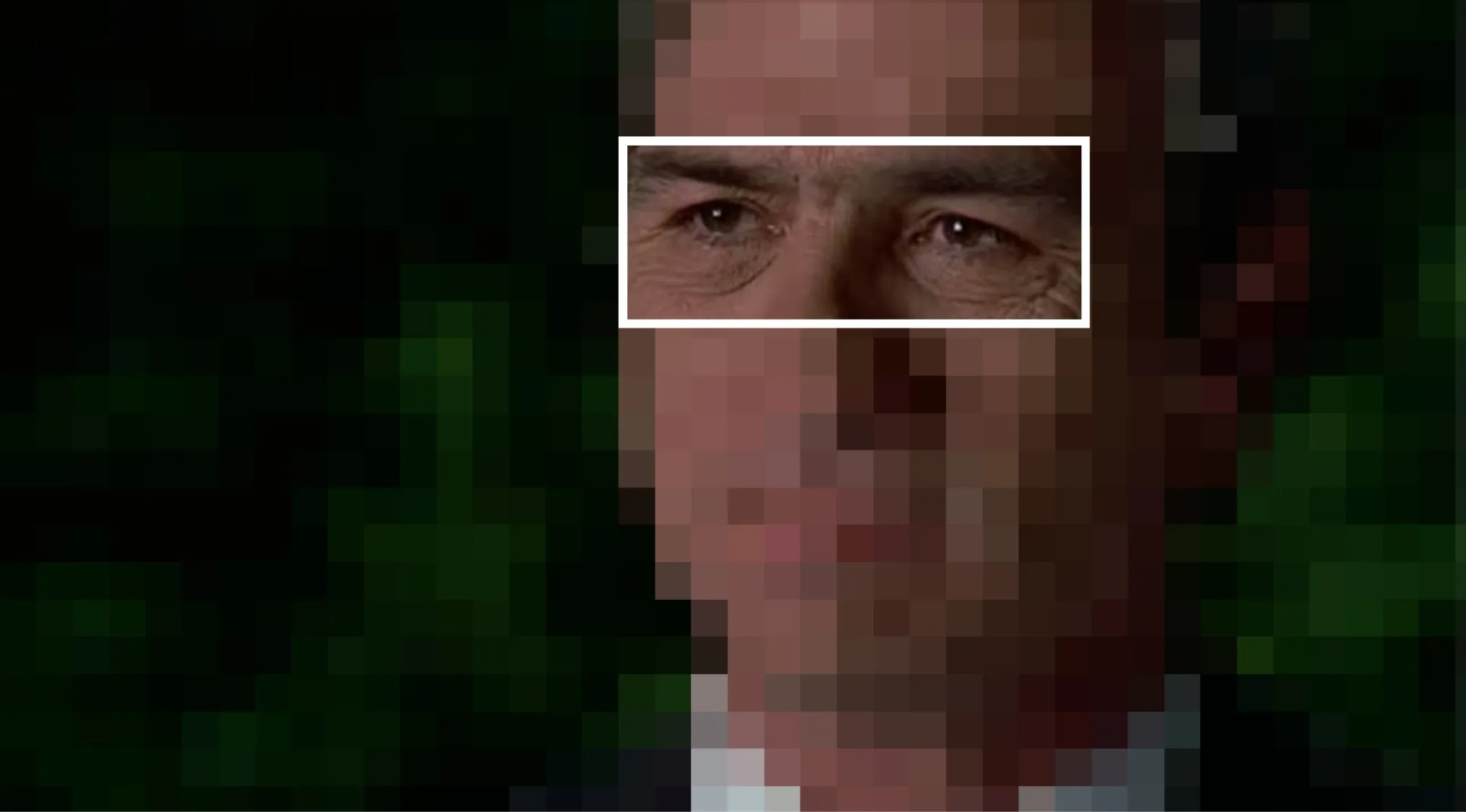 Close-up of a male character's eyes from a movie scene used to guess the movie from the characters' eyes.