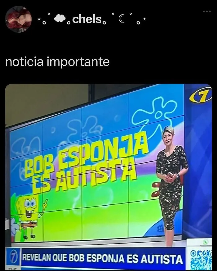 Tweet showing a humorous news broadcast about SpongeBob, included in random tweets that are unexpectedly funny.