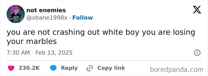 Tweet from not enemies humorously stating losing your marbles, featured in a collection of random tweets that are surprisingly funny.