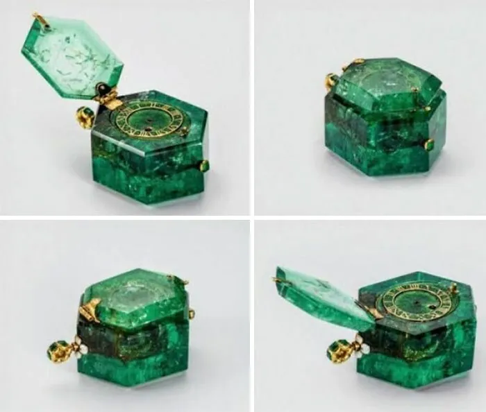 A 350 Year Old Pocket Watch Carved From A Single Colombian Emerald, Found Hidden In A London Cellar