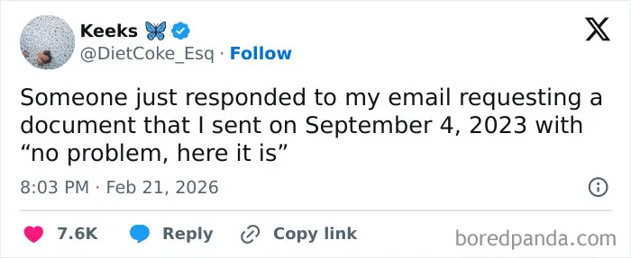 Screenshot of a humorous X post showing a witty email response, part of chaotic and hilarious posts collection.