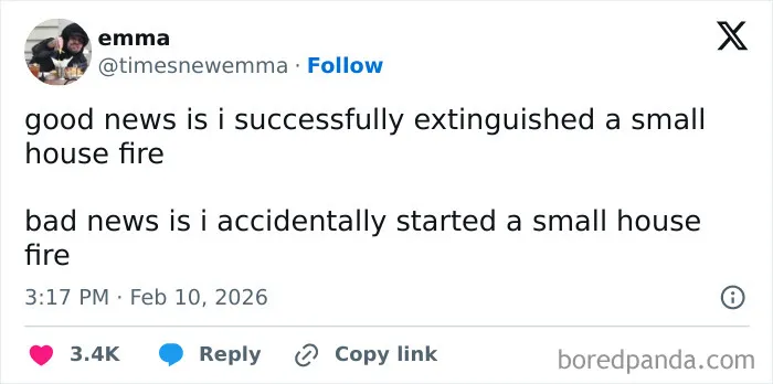 Humorous tweet from February showing a funny coping moment shared on X posts this February with chaotic and hilarious content.