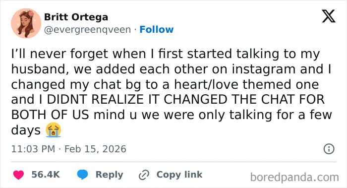 Tweet from Britt Ortega humorously sharing a relatable story amid chaotic and hilarious X posts coping with humor.