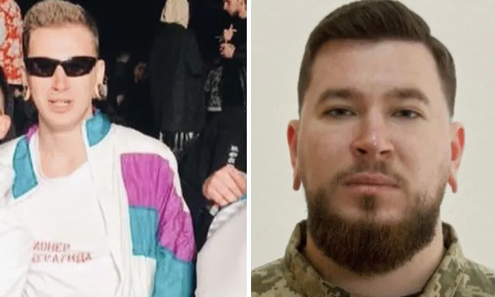 Before-and-after photos showing the transformation of a Ukrainian soldier before and during the war.