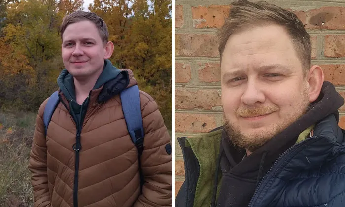 Before-and-after photos showing the powerful transformation of Ukrainian soldiers before and after the war.