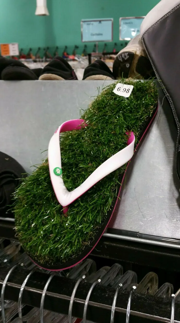 Weird Grass Flip-Flops Found At Thrift Store