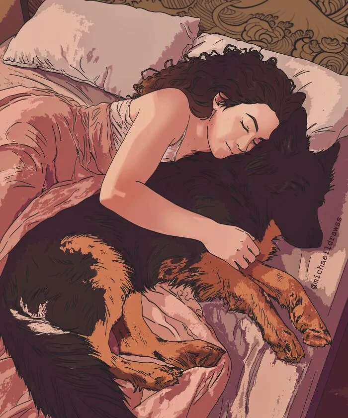 This Artist Transforms Simple Photos Into Stunning Portraits Of Pets And Their Humans (47 Pics)