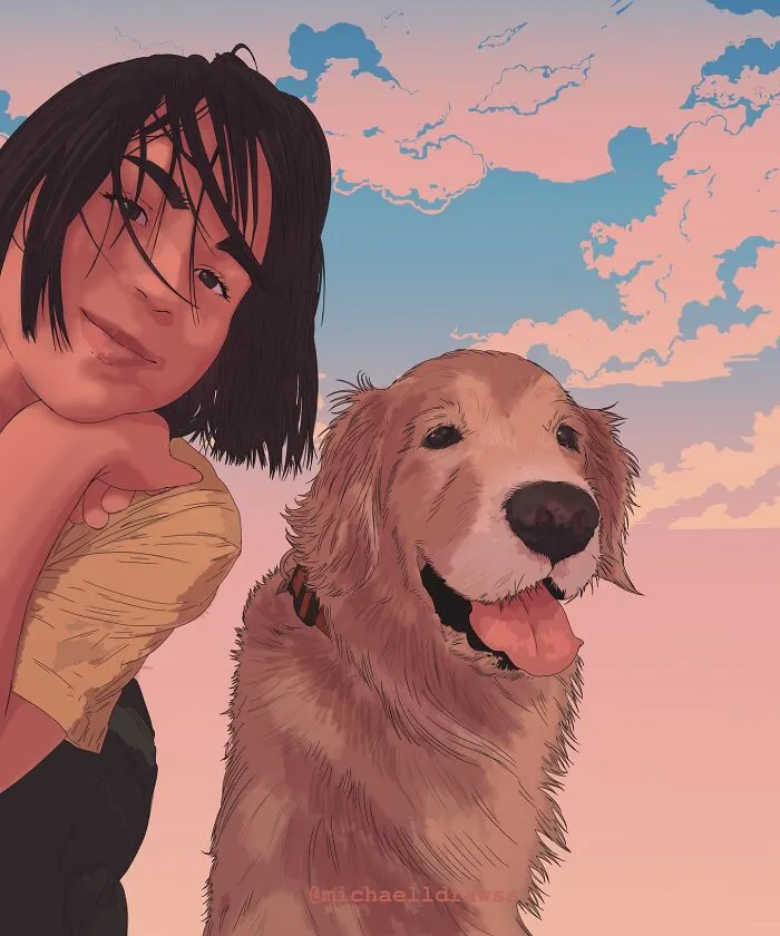 This Artist Transforms Simple Photos Into Stunning Portraits Of Pets And Their Humans (47 Pics)