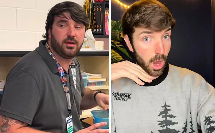 Side-by-side photos of a man showing dramatic facial changes during his Ozempic journey and Ozempic face transformation.