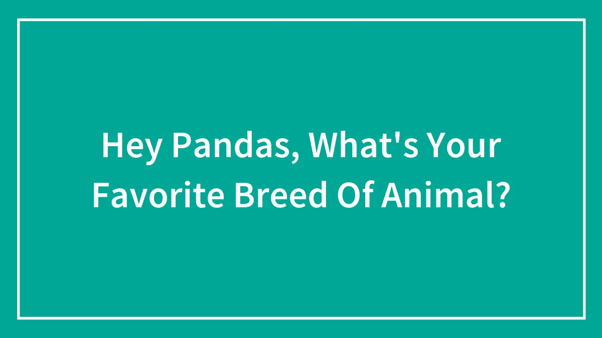 Hey Pandas, What's Your Favorite Breed Of Animal?
