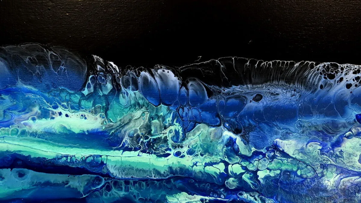 Midnight Tide – A Cosmic Ocean Acrylic Pour