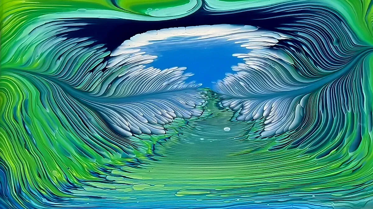 Oasis Of Serenity – Feathery Acrylic Straight Pour