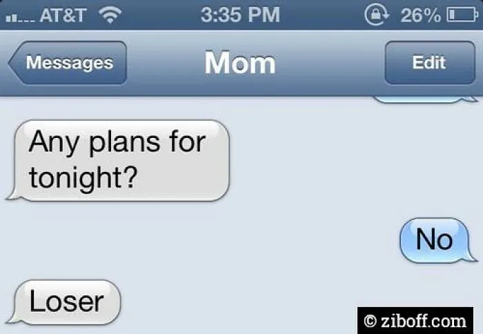 Screenshot of a funny text conversation between a mom and child with humorous and playful messages.