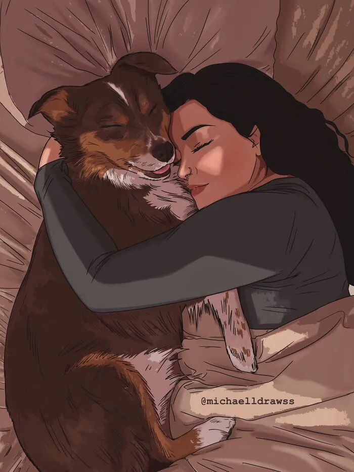 This Artist Transforms Simple Photos Into Stunning Portraits Of Pets And Their Humans (47 Pics)