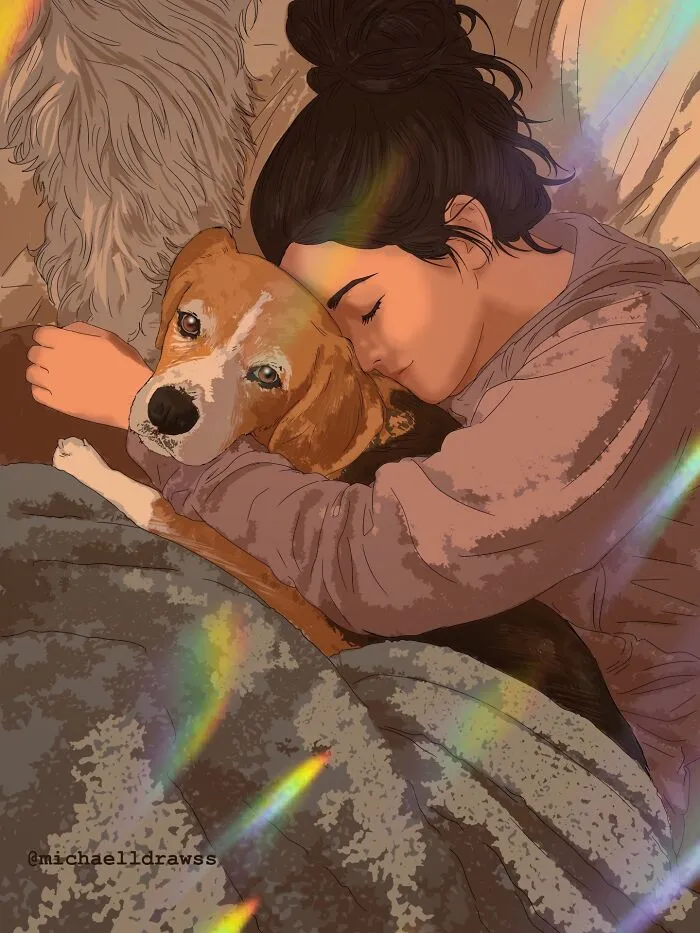 This Artist Transforms Simple Photos Into Stunning Portraits Of Pets And Their Humans (47 Pics)