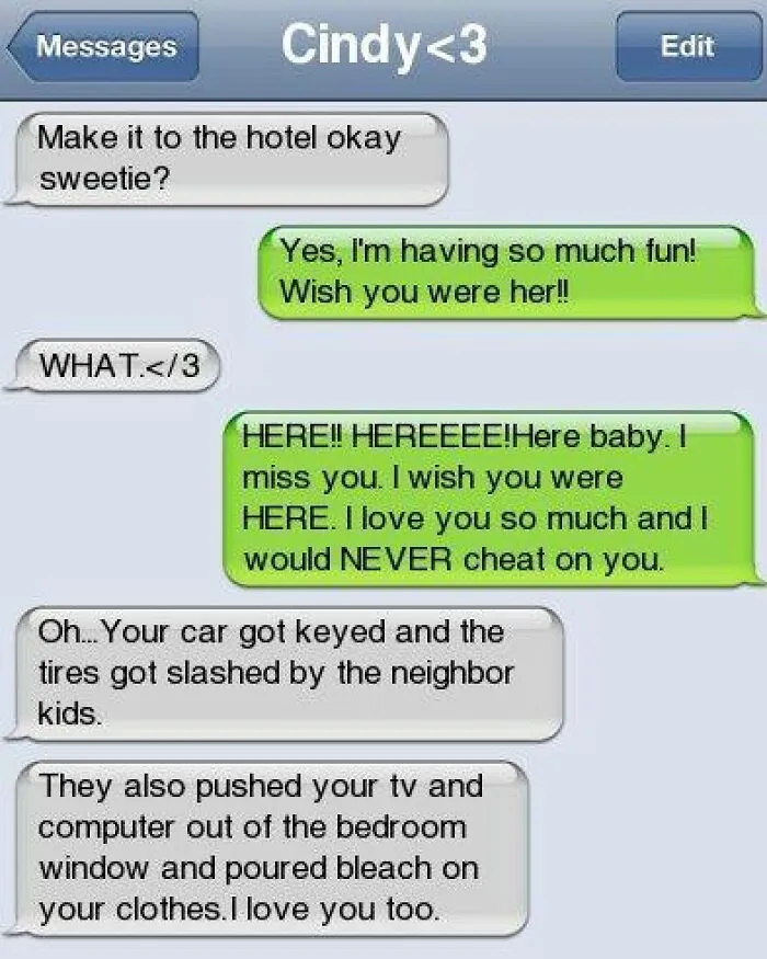 Text message exchange showing a hilarious and emotional conversation illustrating funny texts too funny to delete.