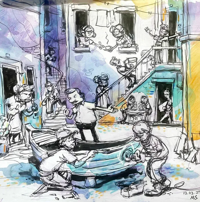 Artist Mehmet Saygin Captures Everyday Life In 30 Expressive Watercolor Sketches