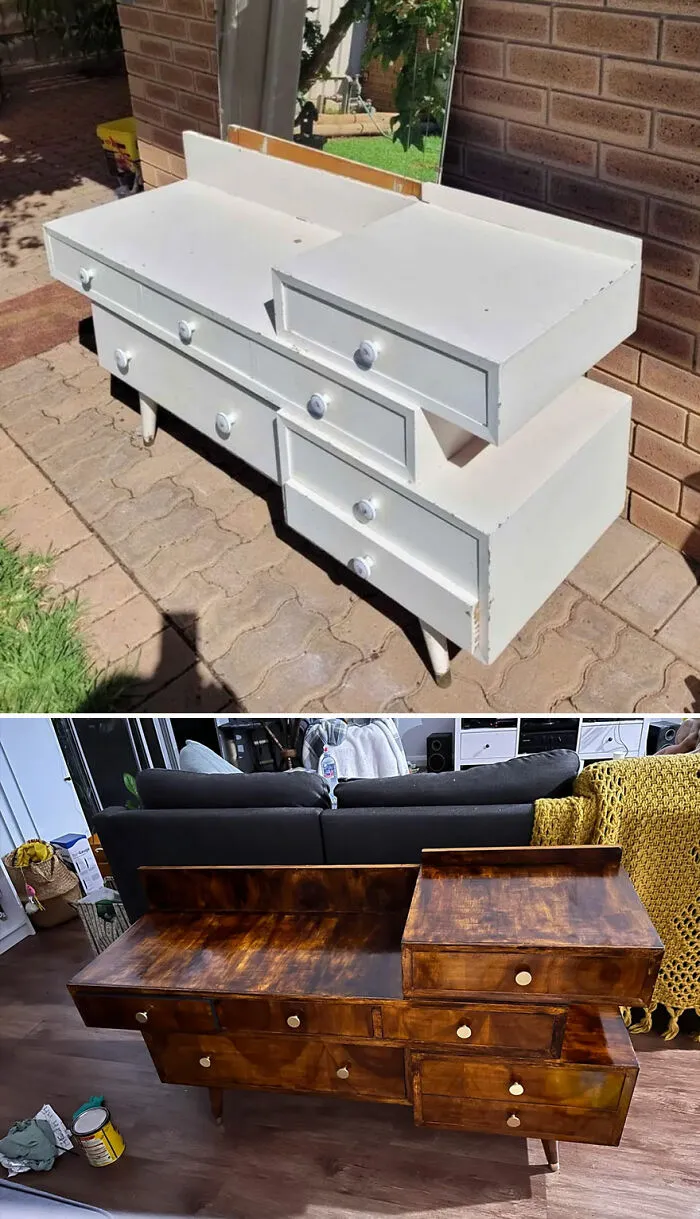 I Finally Finished Revamping This Old Dresser From The Fb Marketplace