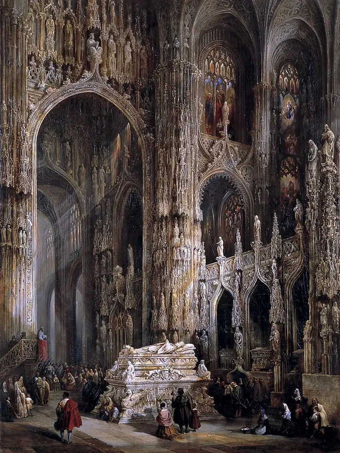 View Of The Interior Of A Cathedral By Genaro Pérez Villaamil (1807–1854)