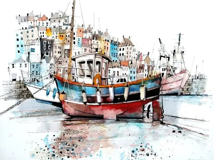 Brixham Harbor In Devon