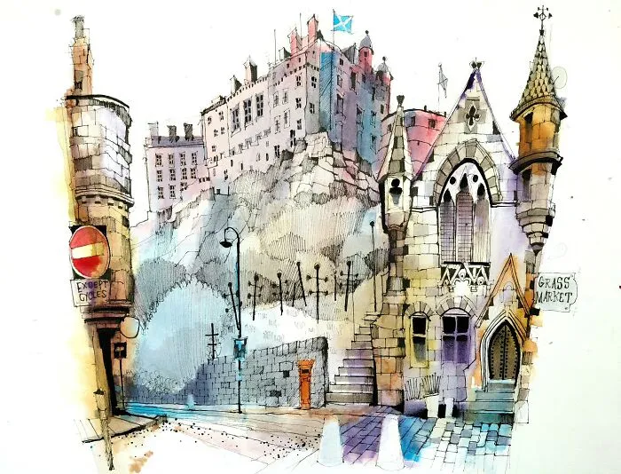 Edinburgh Castle From Grassmarket
