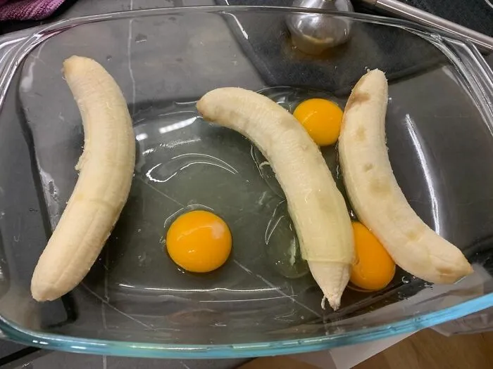 “He Mixed Bananas And Eggs For A Pie”