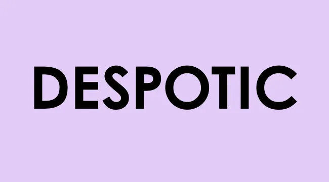 Despotic word in bold black text on a light purple background for smart people vocabulary learning.