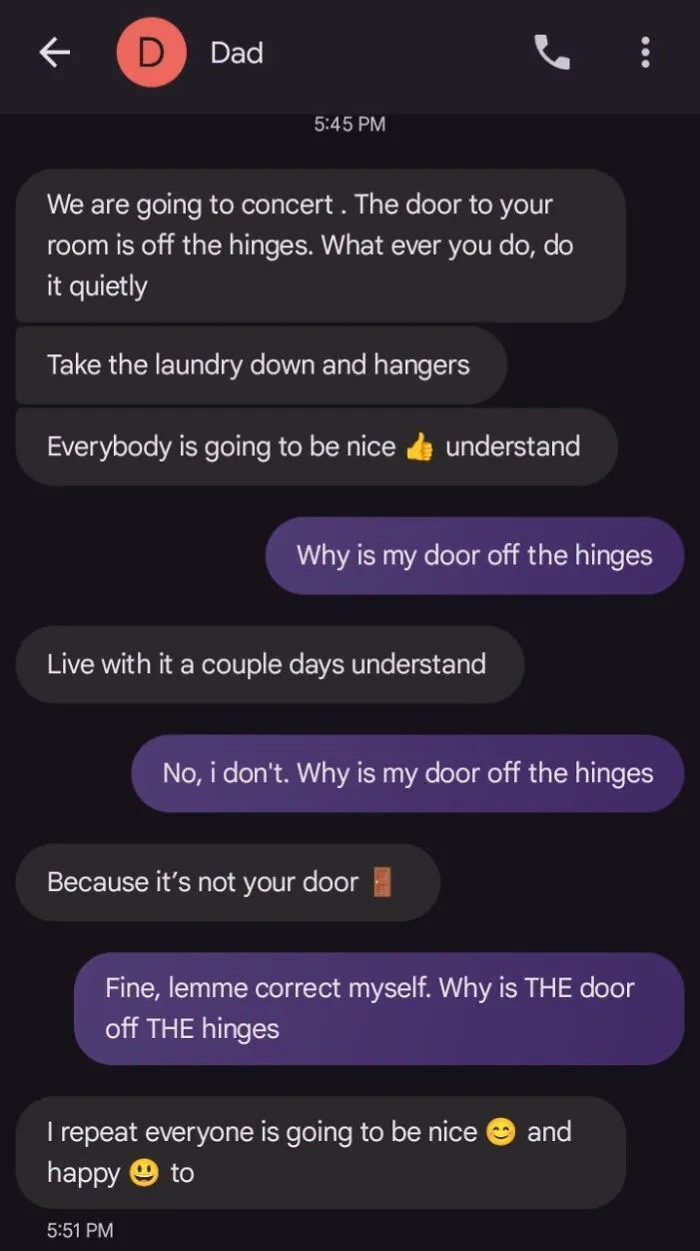 My Parents Took My Door Off The Hinges After An Argument