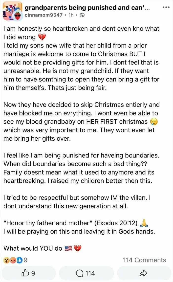 Woman Refuses To Get Step-Grandkid Any Christmas Presents And Can’t Understand Why Her Family Isn’t Coming To Christmas