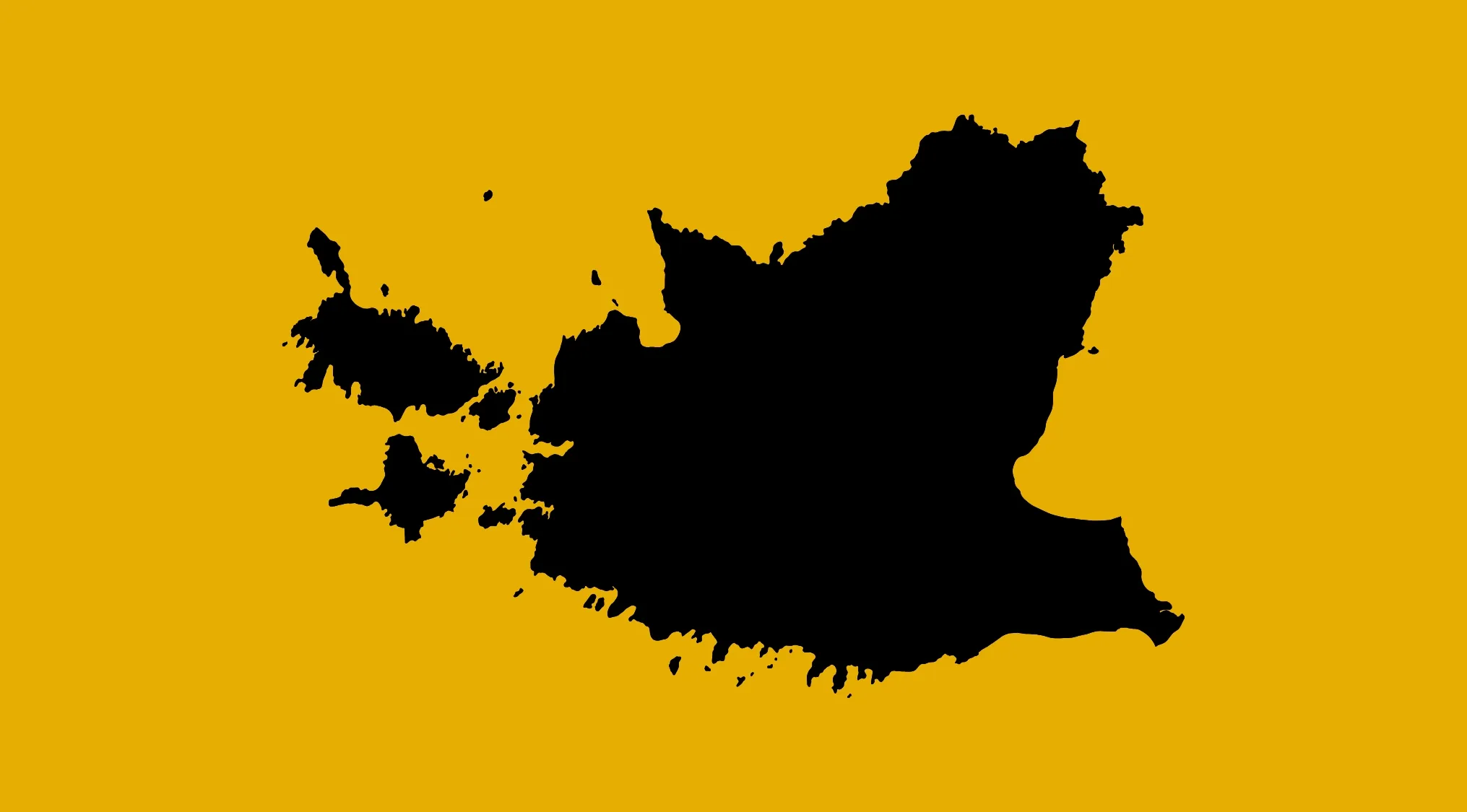 Silhouette of a reflected country map puzzle challenging viewers to guess the country from the crazy map shape.