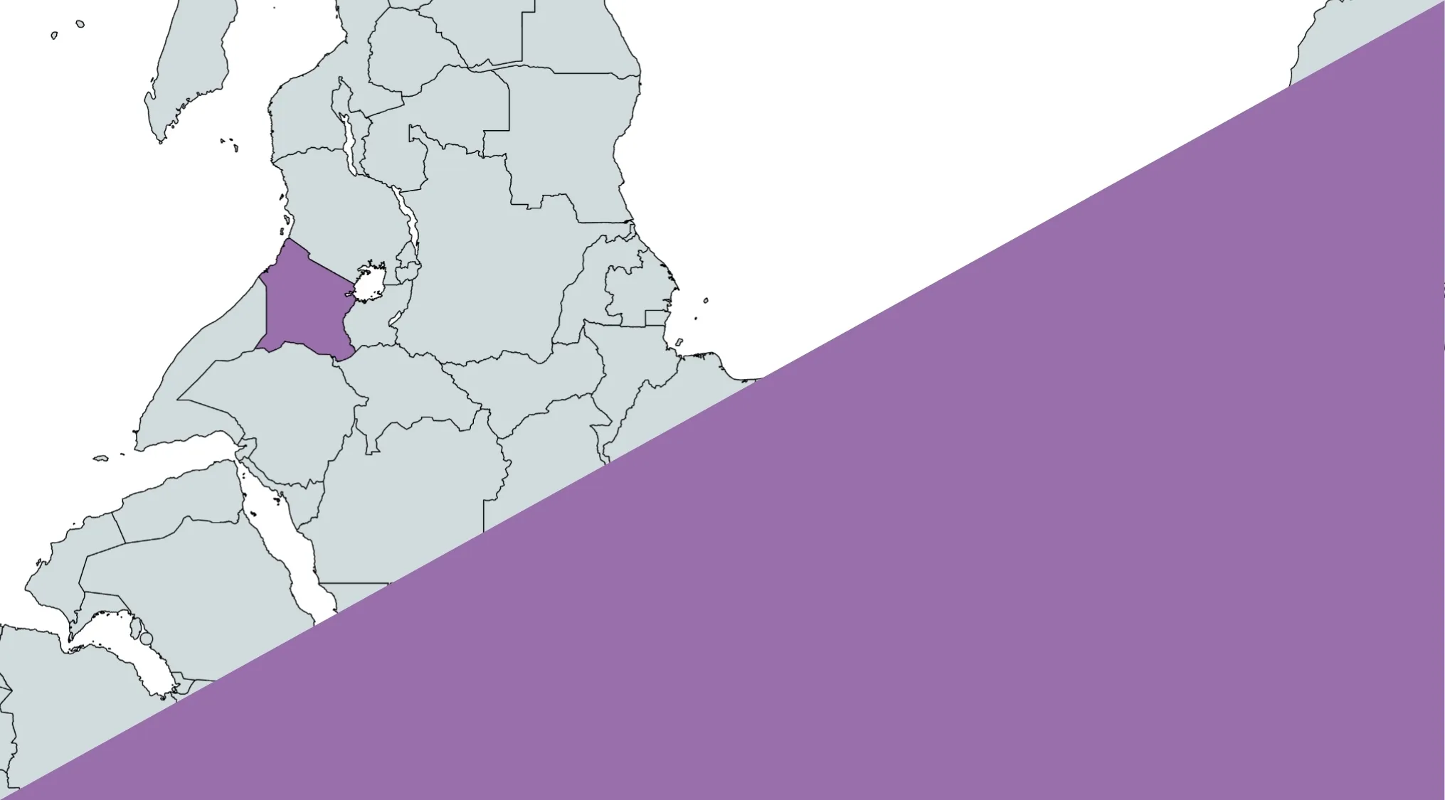 Part of a rotated map showing the highlighted country for the guess the country from the crazy map challenge.