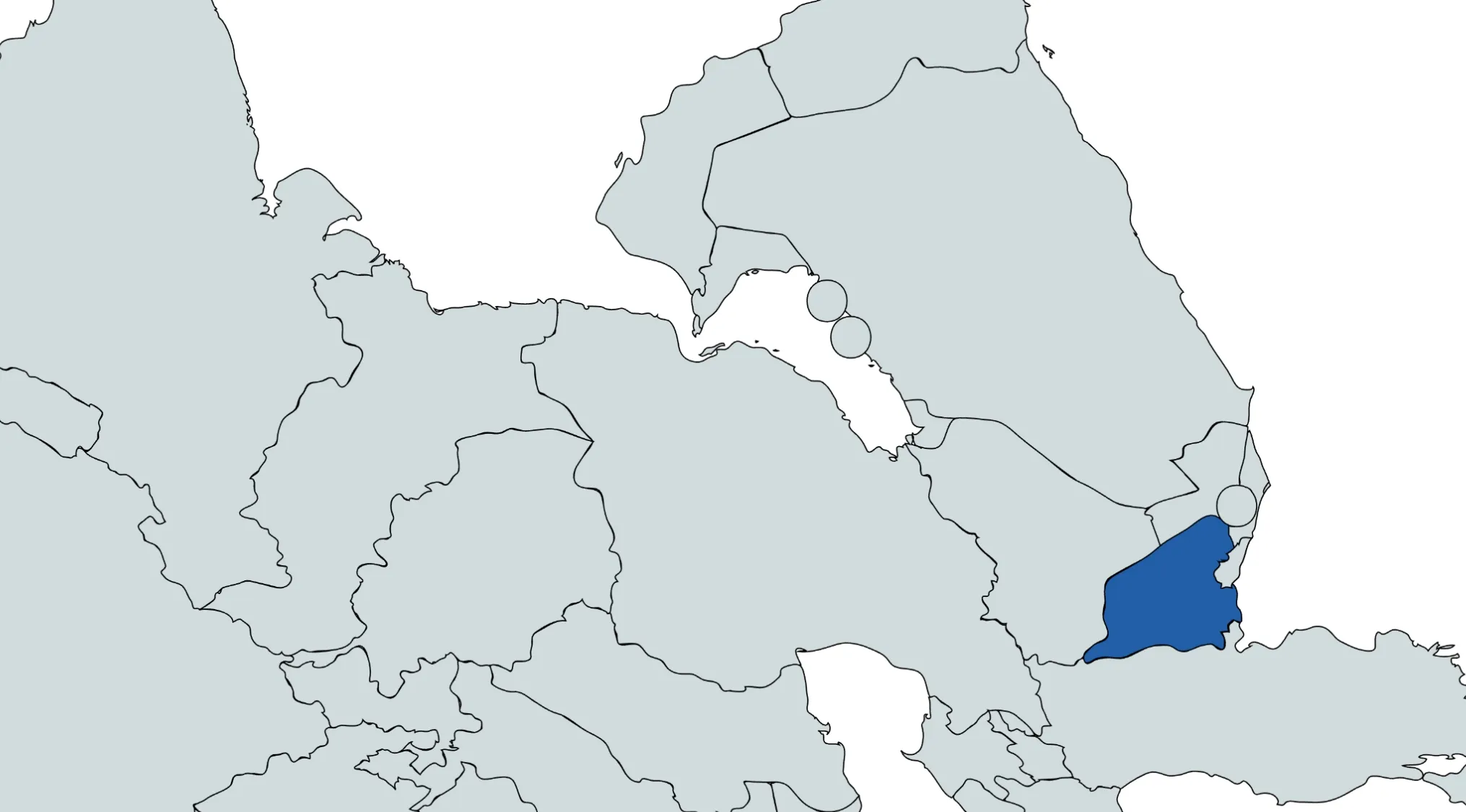 Map highlighting a country in the corner for the Guess The Country From The Crazy Map quiz, focusing on country identification.
