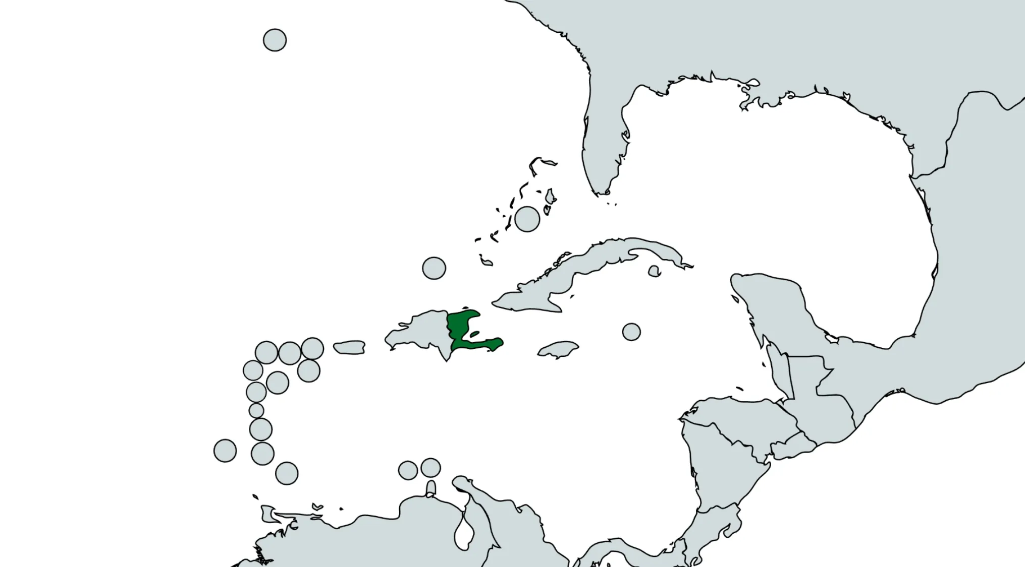 Mirrored map highlighting a country in the Caribbean region for the guess the country from the crazy map challenge.