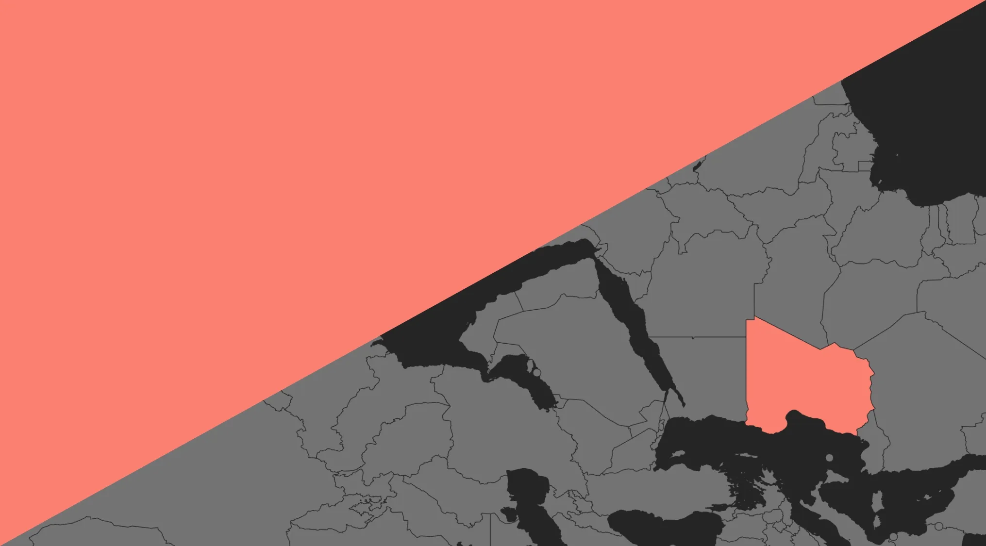 Half-section of a rotated map highlighting a country for Guess The Country From The Crazy Map quiz part 4.