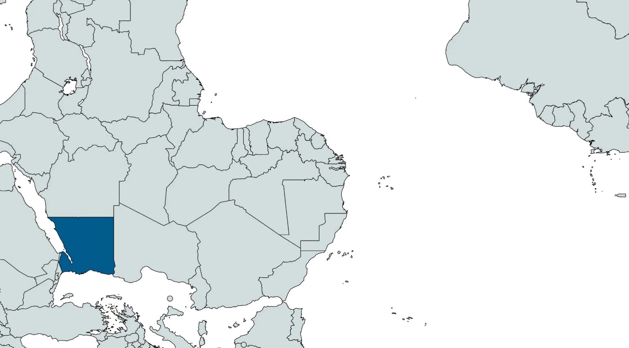 Map highlighting a Central American country in blue, used for guess the country from the crazy map challenge.